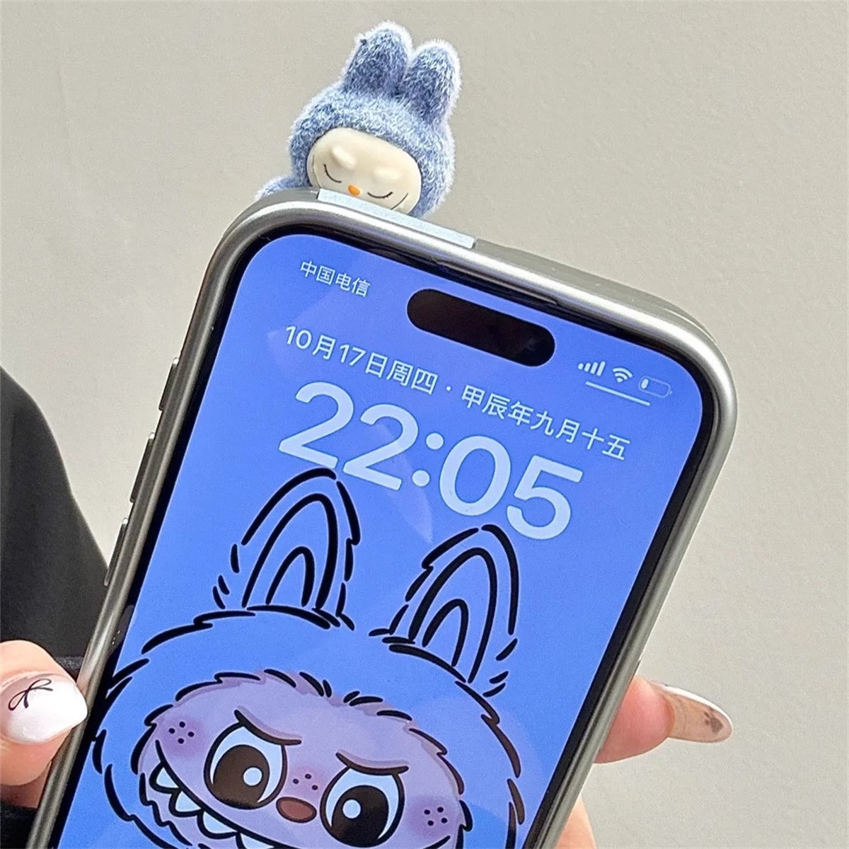 Labubu 3D cartoon Apple phone case with lanyard Cute anti-fall iPhone protective case suitable for multiple models