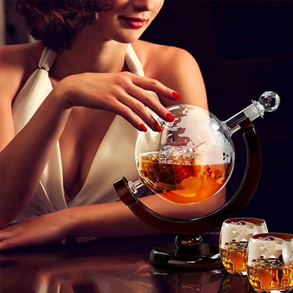 Fantastic Whiskey Crystal Globe Decanter with Sailboat | Unique Gift & Stunning Decoration