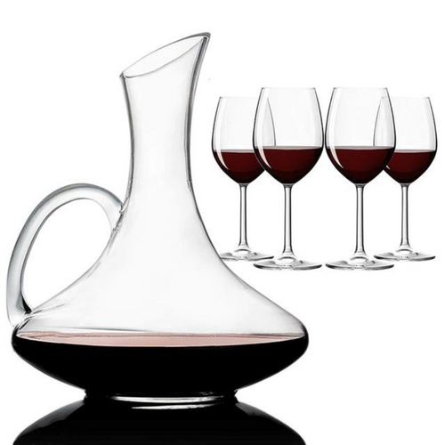 Elegant Handle Red Wine Decanter Set