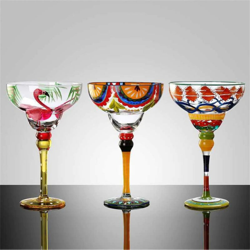 Hand-Painted Multicolor Wine Glasses