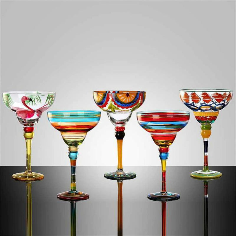 Hand-Painted Multicolor Wine Glasses