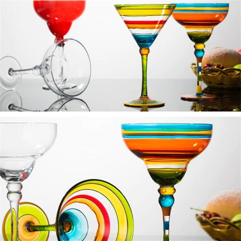 Hand-Painted Multicolor Wine Glasses