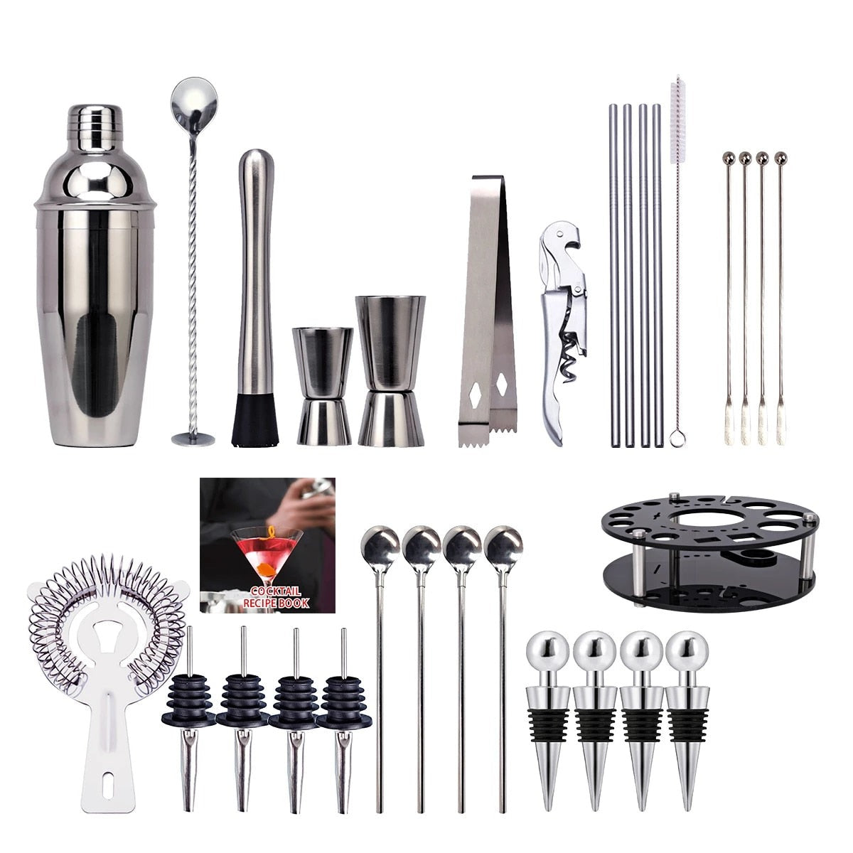 All In One Mixology And Craft Cocktail Shaker Set With Stand