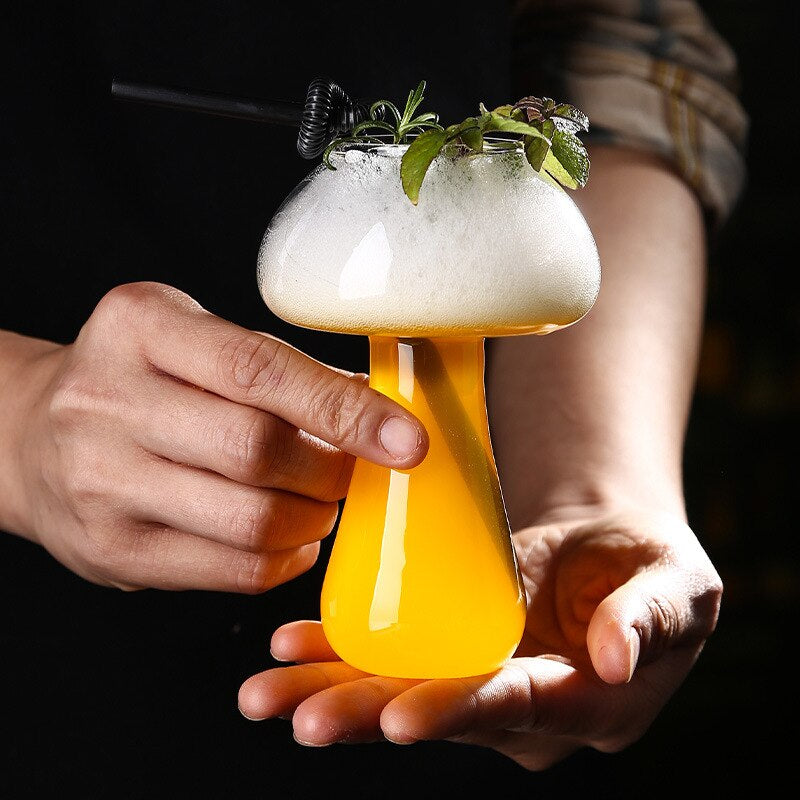 Mushroom Cocktail Glass Cup With Straw