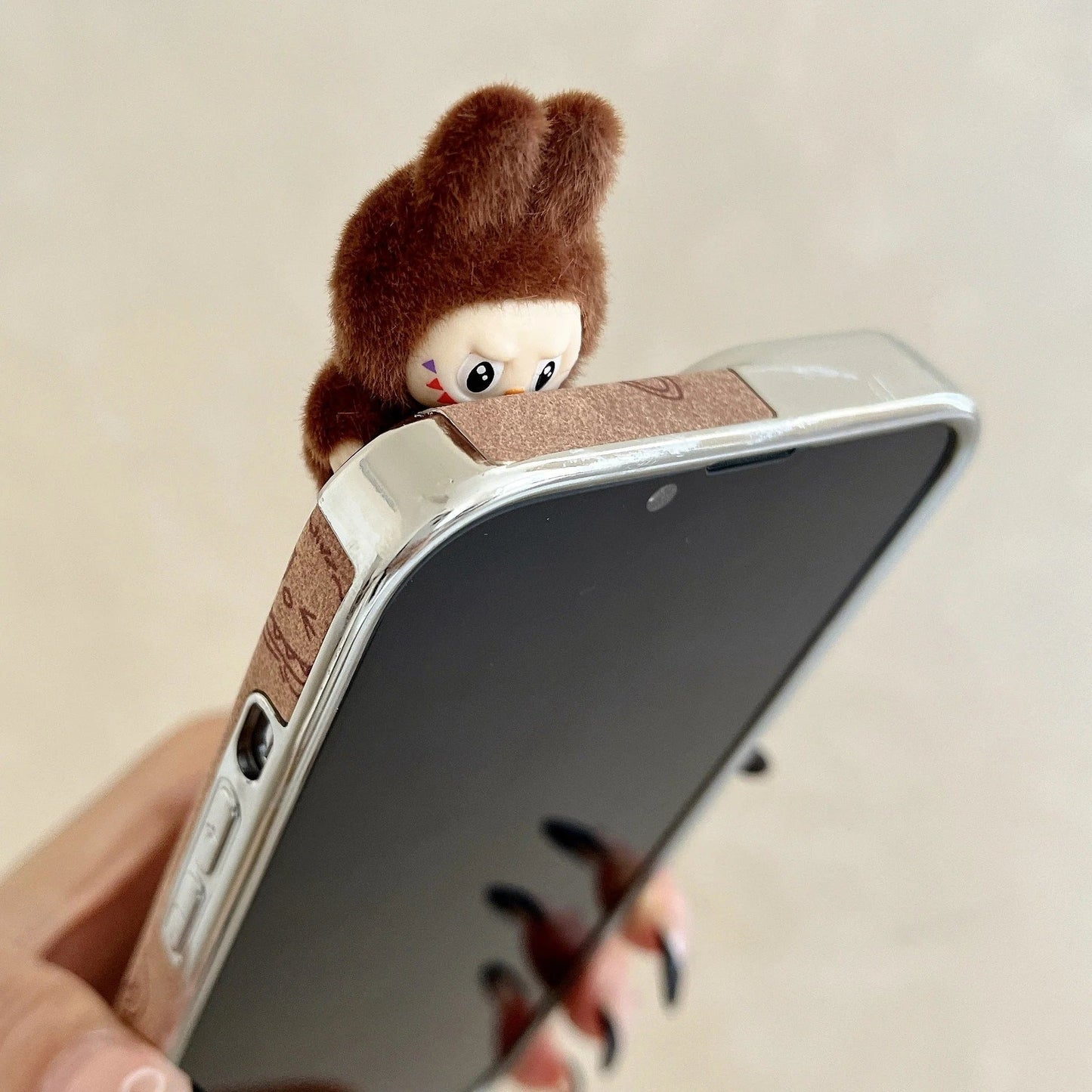 Labubu 3D cartoon Apple phone case with lanyard Cute anti-fall iPhone protective case suitable for multiple models