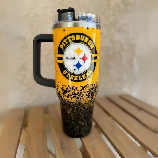 Splatter Design Insulated Tumbler With Handle