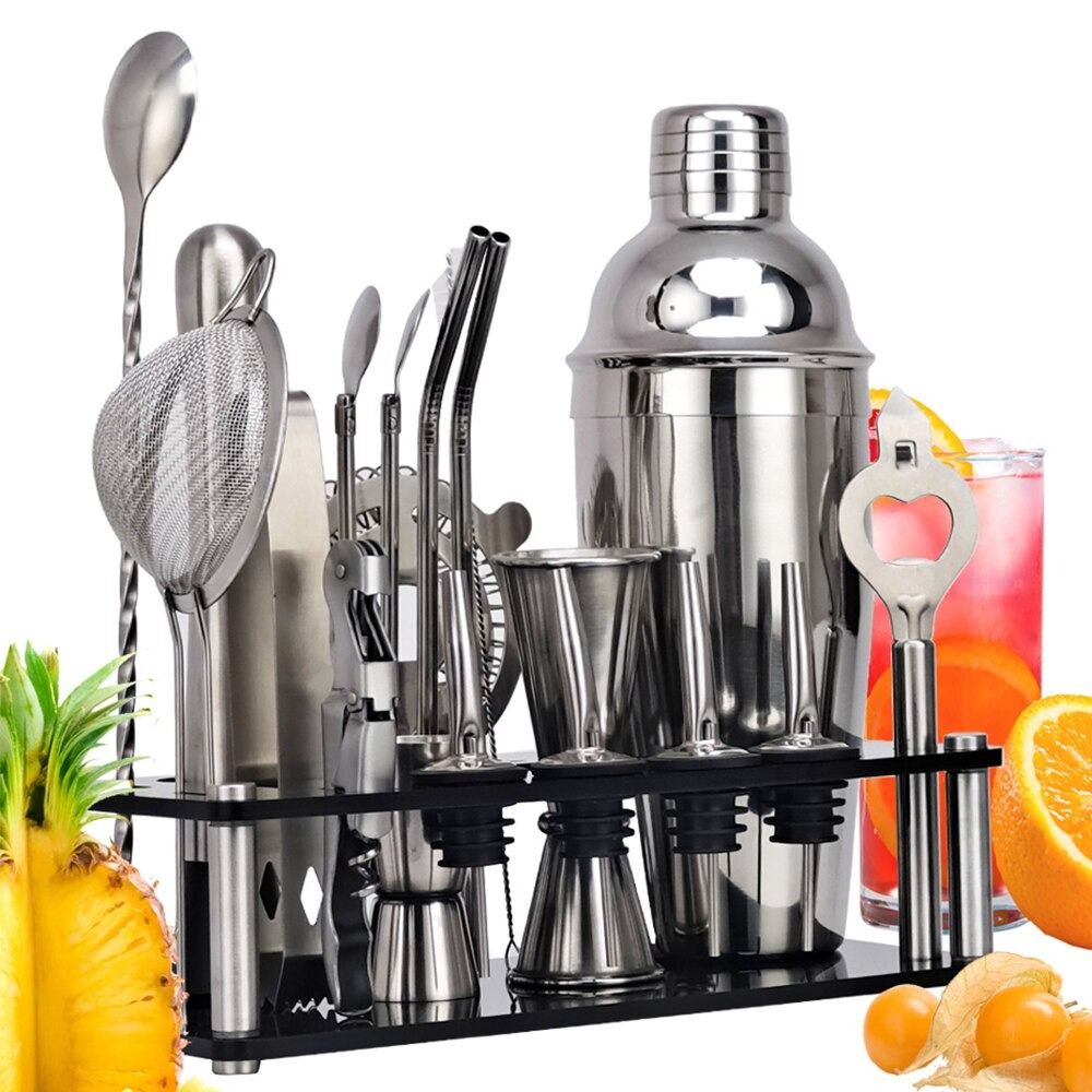 Mixology And Craft Cocktail Stainless Steel Home Bar Set