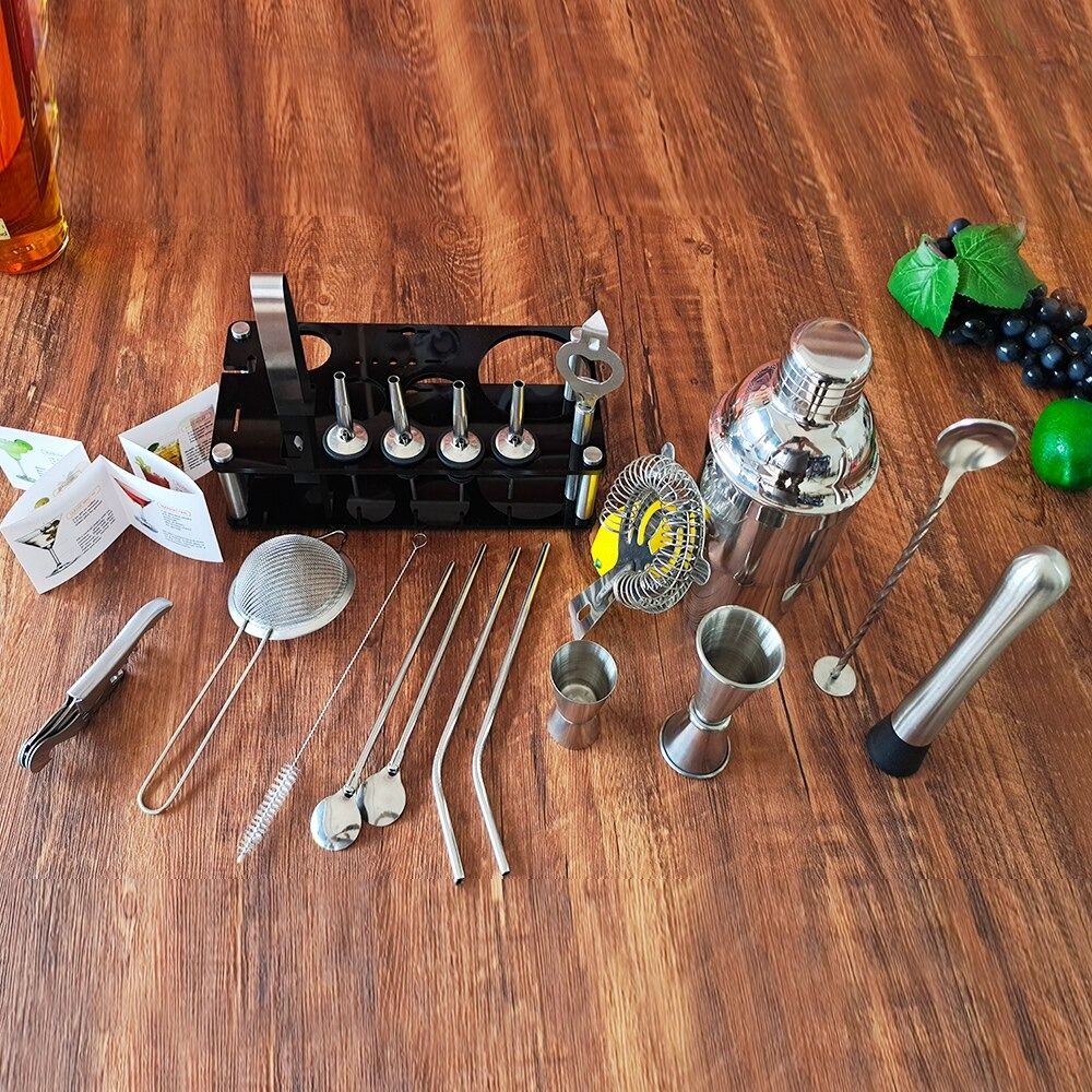 Mixology And Craft Cocktail Stainless Steel Home Bar Set