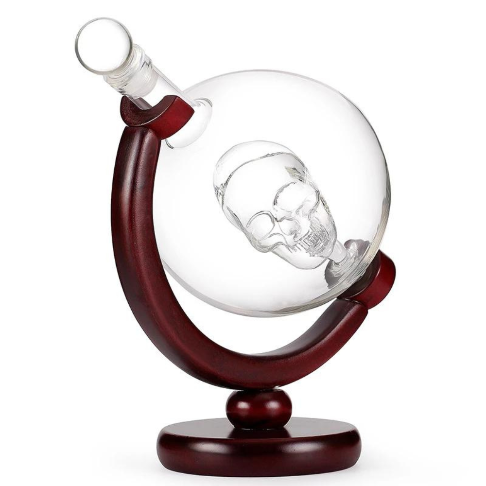 Whiskey Decanter with Interior Skull Decor
