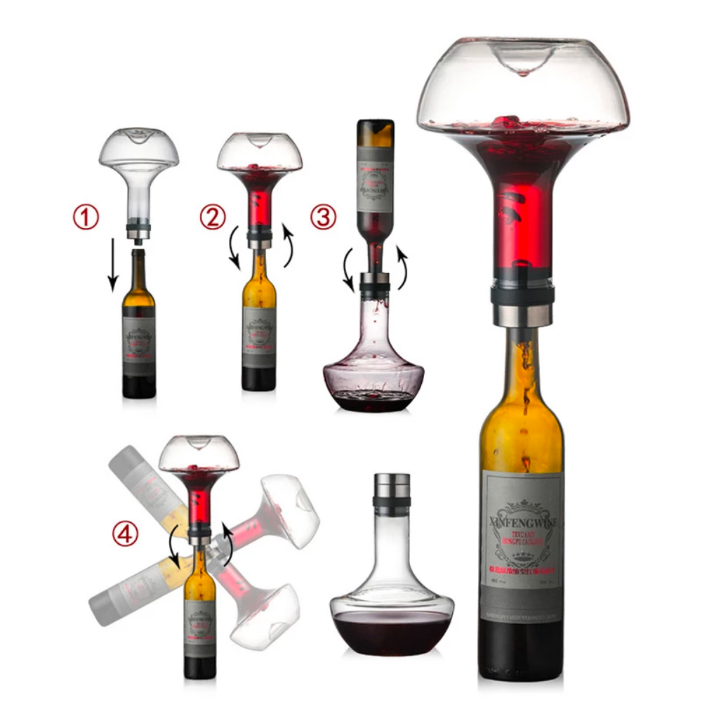 Crystal Red Wine Carafe Decanter with Wine Bottle Insert