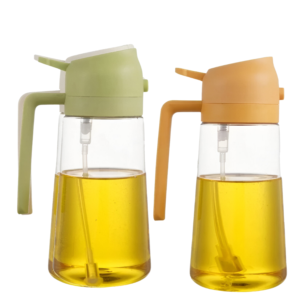Set of Two Oil Dispenser Bottles With Practical Spouts