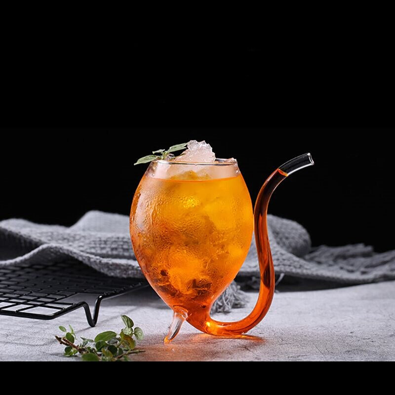 Goblet Glass Mug With Straw