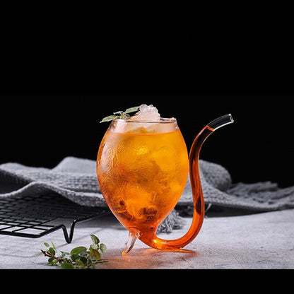 Goblet Glass Mug With Straw