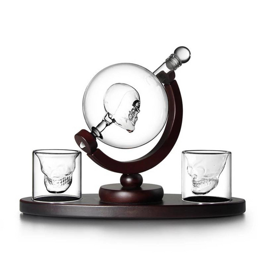 Skull Whiskey Decanter Set with Matching Skull Glasses