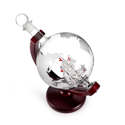 Fantastic Whiskey Crystal Globe Decanter with Sailboat | Unique Gift & Stunning Decoration