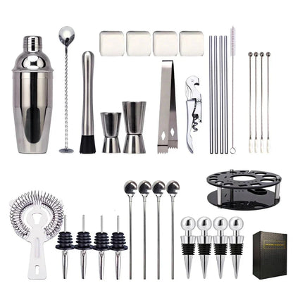 34-Piece Rotating Mixology And Craft Cocktail Shaker Set