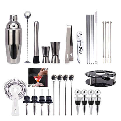All In One Mixology And Craft Cocktail Shaker Set With Stand