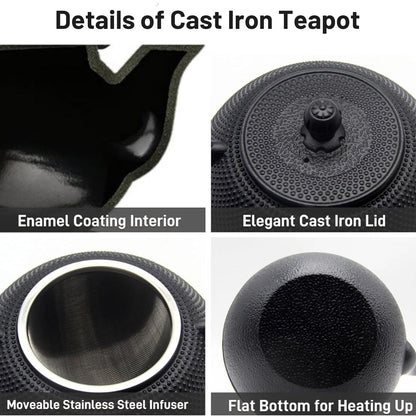 Black Dotted Cast Iron Tea Set