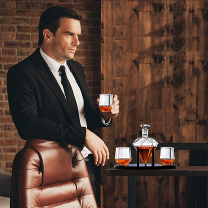 Diamond Shaped Whiskey Decanter Set