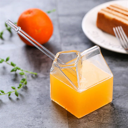 Milk Box Shape Glass Cups