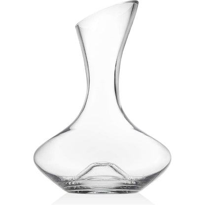 Glass Wine Decanter With Wide Base And Slanted Spout
