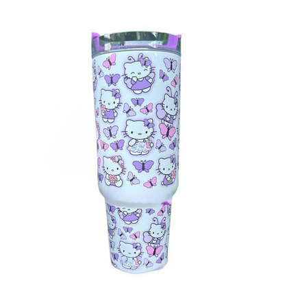 40 oz Kitty and Friends Mug Purple Travel Tumbler