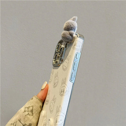 Labubu 3D cartoon Apple phone case with lanyard Cute anti-fall iPhone protective case suitable for multiple models