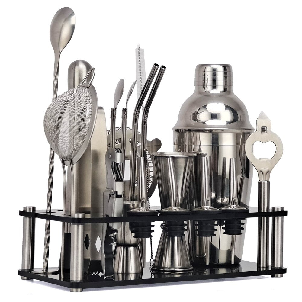 Mixology And Craft Cocktail Stainless Steel Home Bar Set