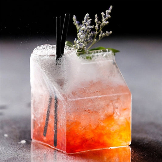 Milk Box Shape Glass Cups