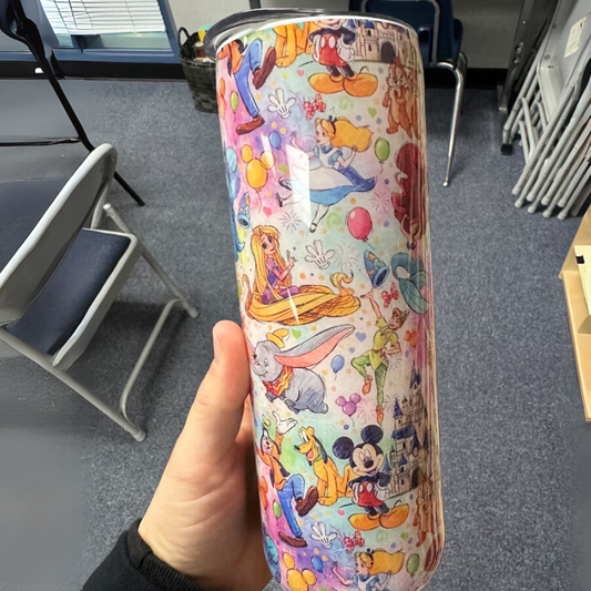 Cartoon Print Insulated Tumbler with Spill Resistant Lid