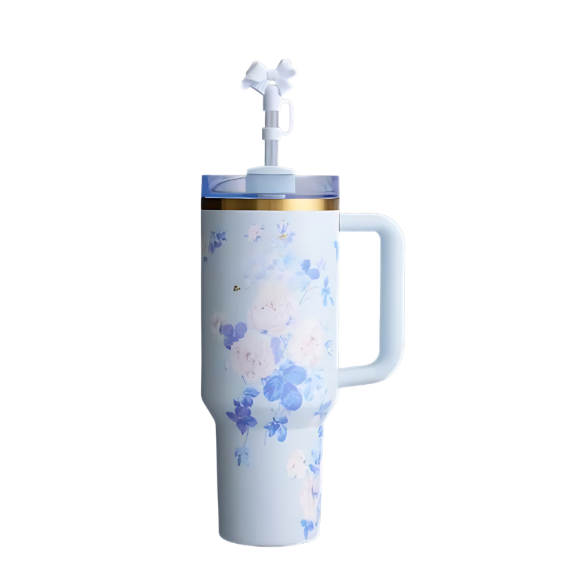 Floral Aesthetic Theme Portable Quencher