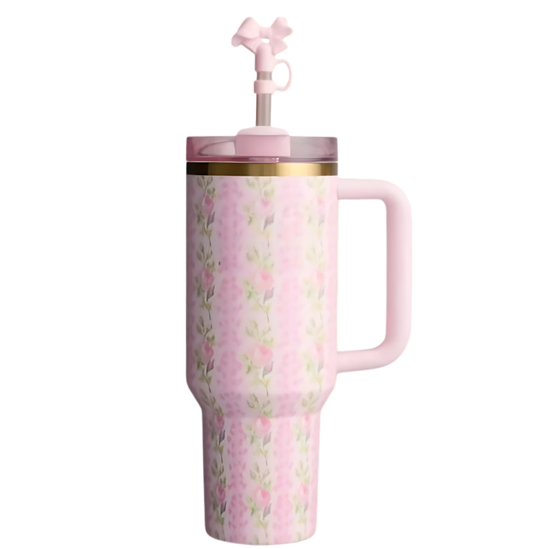 Floral Aesthetic Theme Portable Quencher