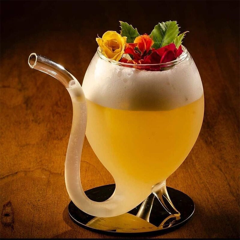 Goblet Glass Mug With Straw