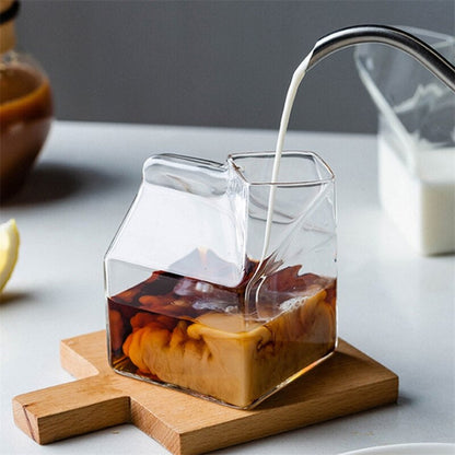 Milk Box Shape Glass Cups