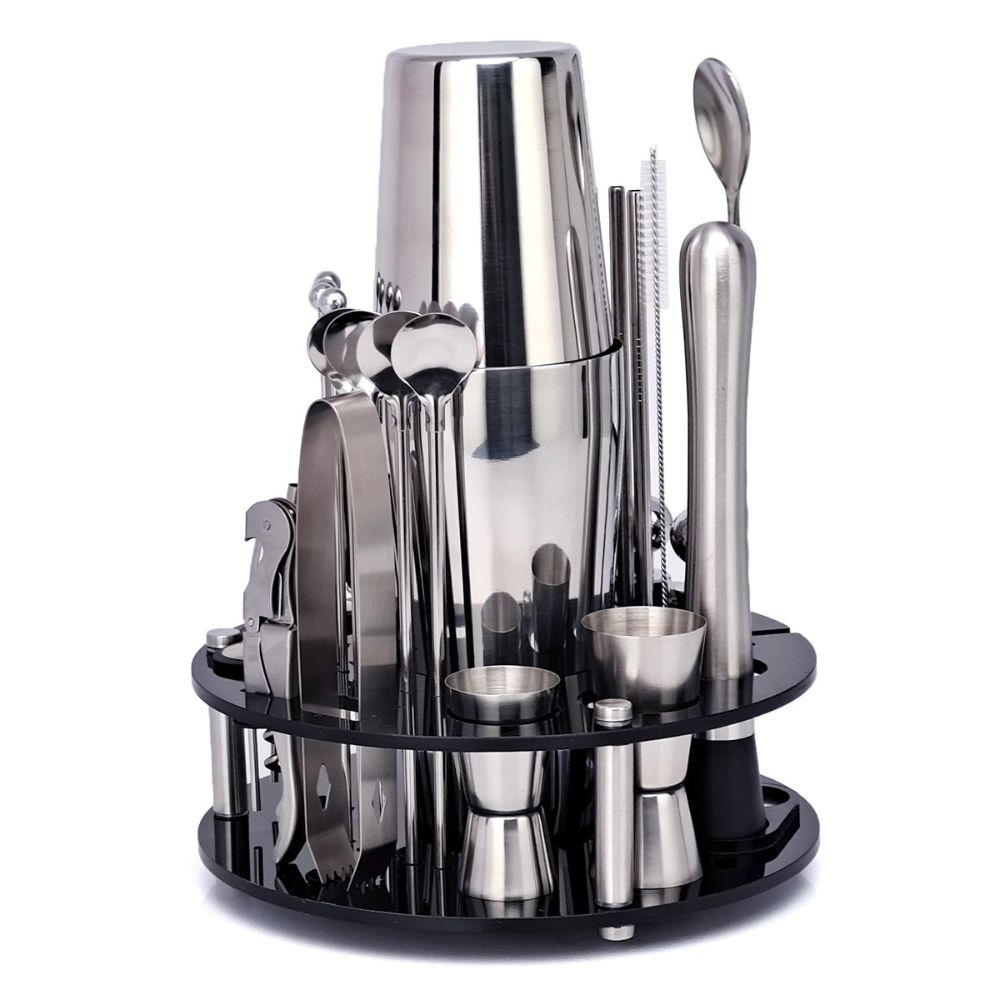 All In One Mixology And Craft Cocktail Shaker Set With Stand