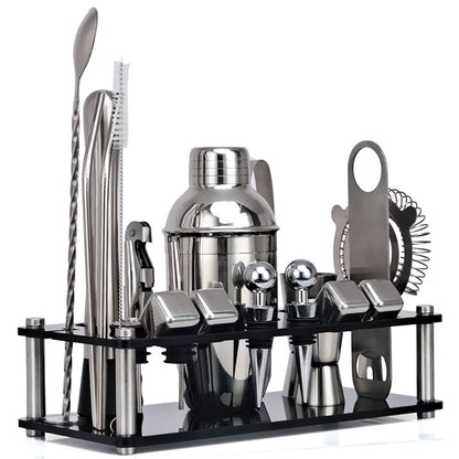 21-Piece Mixology And Craft Cocktail Shaker Set With An Acrylic Stand