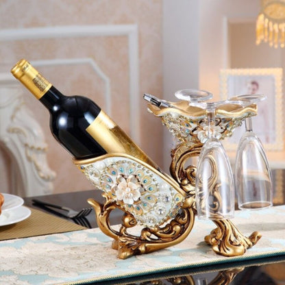 European Style Decorative Wine Holder - Exquisite Resin Wine Display Stand