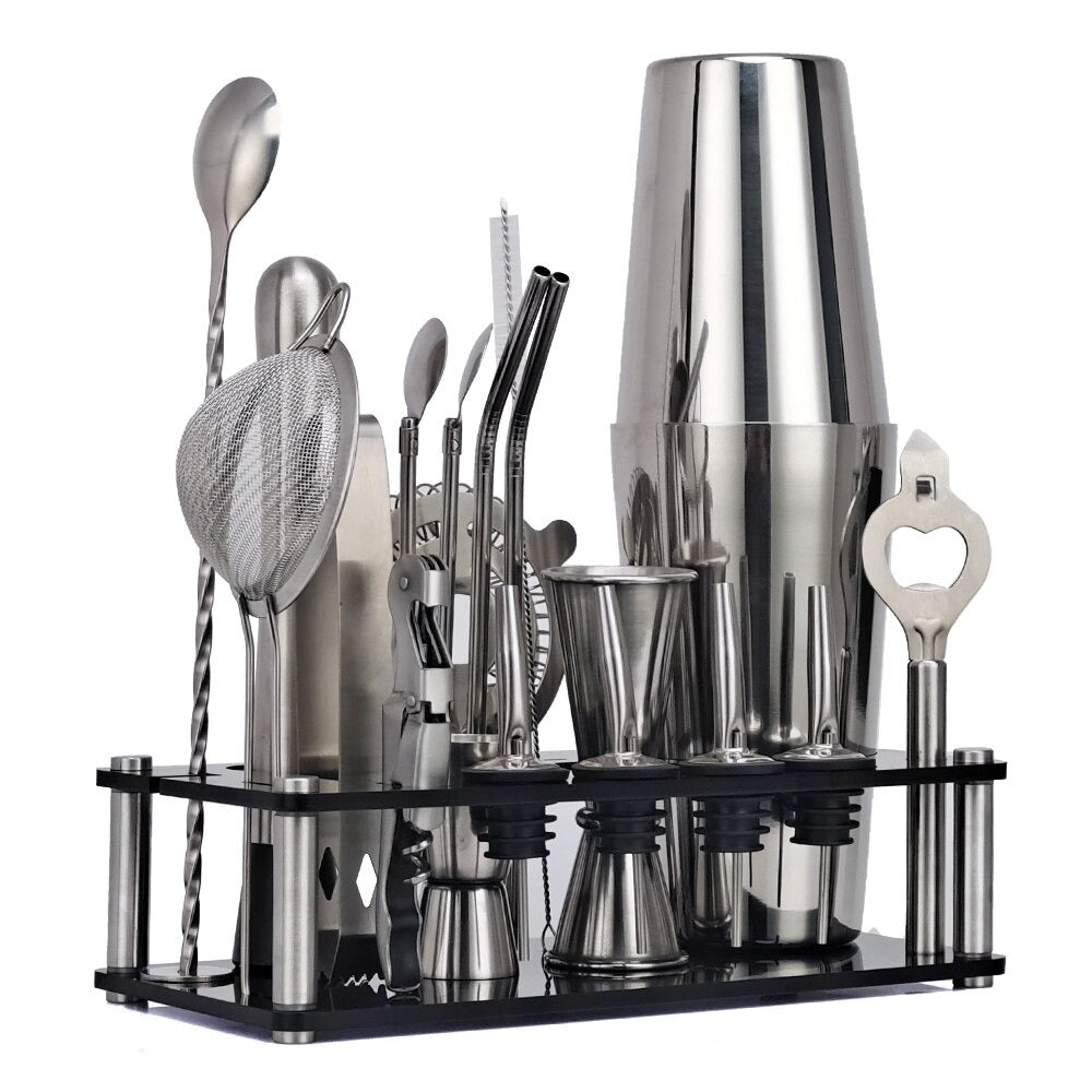 Mixology And Craft Cocktail Stainless Steel Home Bar Set