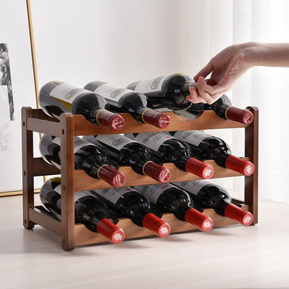 Vintage Wooden Wine Bottles Rack