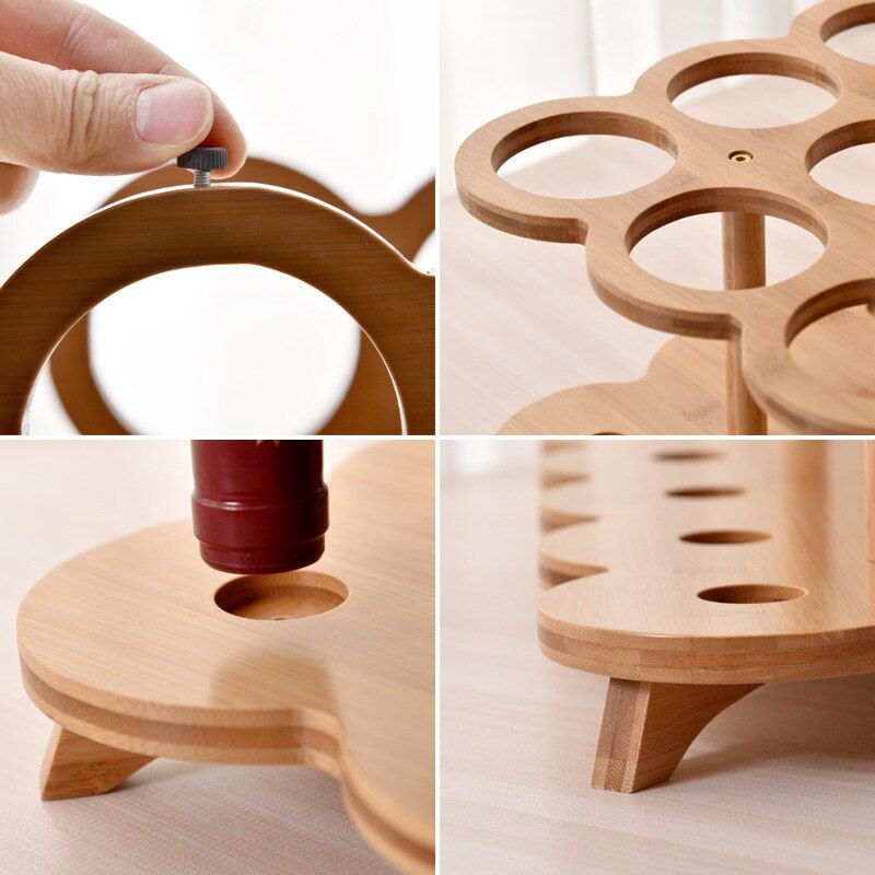 Vintage Wooden Wine Bottles Rack