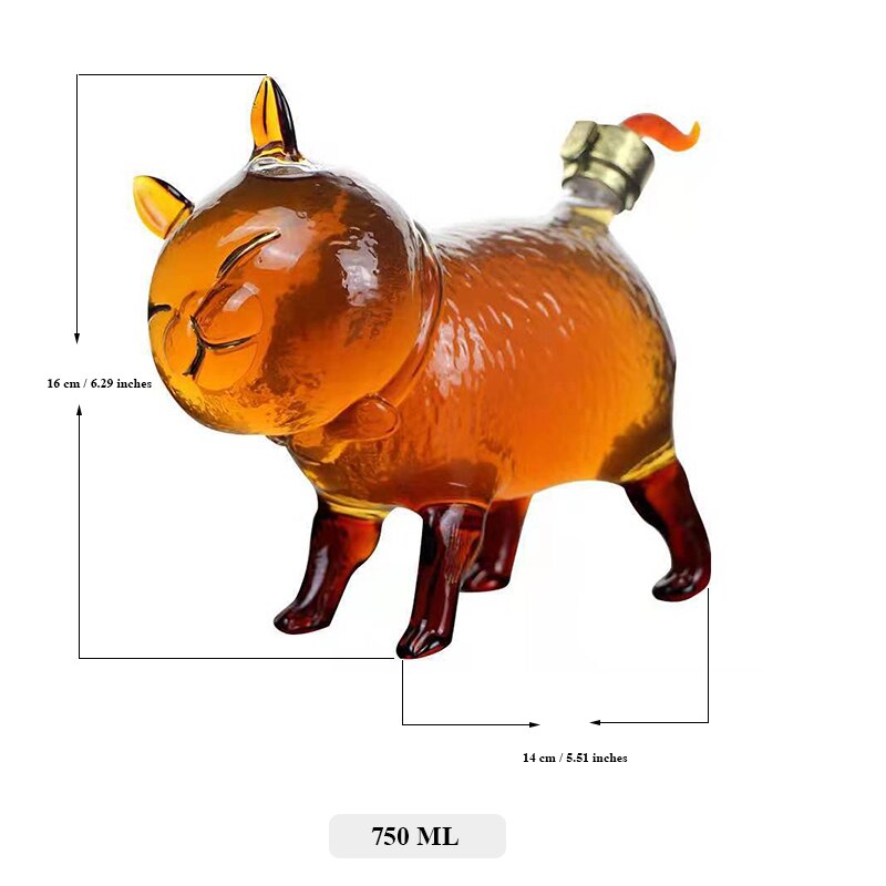 Hand Blown Cat Shaped Whiskey Decanter