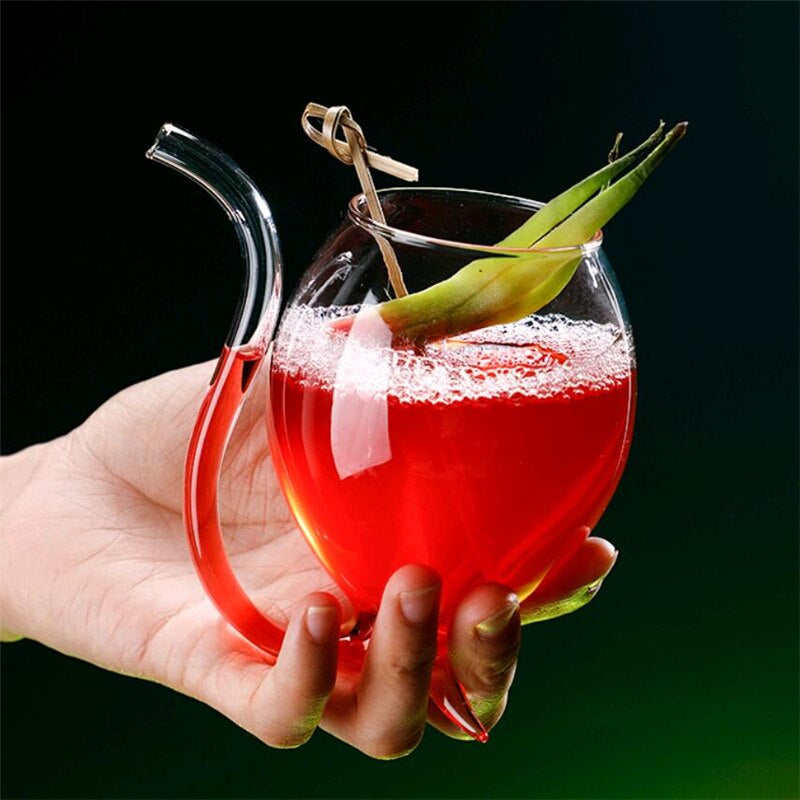 Goblet Glass Mug With Straw