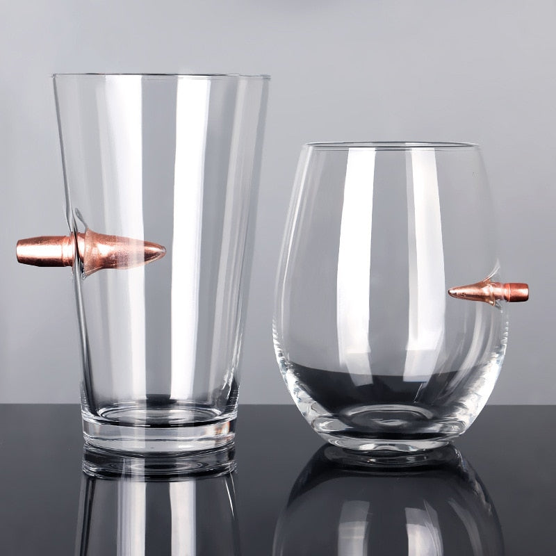 Crystal Bullet Shape Studded Glass