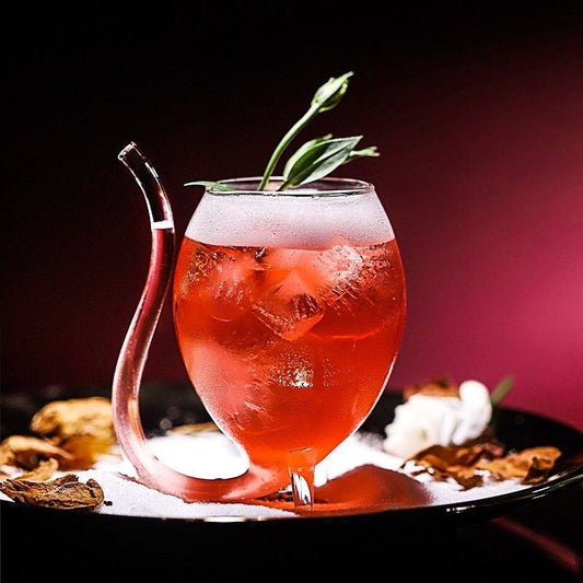 Goblet Glass Mug With Straw